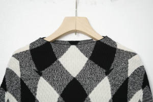 Kadın rahat 100% yün ince sonbahar kazak ücretsiz boyutu uzun kollu ince iğne örme üst renk engelleme ekip boyun ön - Product Image 5