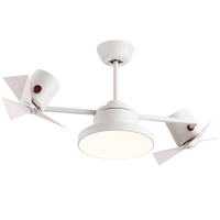 Ventilateur de plafond LED à double pale rotative à 360 degrés, lames en PMMA naturelles de haute qualité, fabrication artisanale, avec télécommande