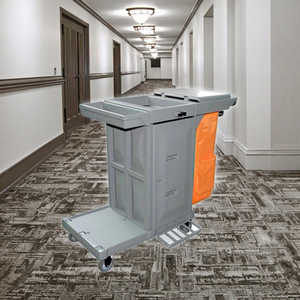 Carrello Multiuso in Plastica Grigia a 4 Ruote con Doppia Porta, Capacità 90 kg, per <span class=keywords><strong>Pulizie</strong></span> in <span class=keywords><strong>Camere</strong></span> d'Albergo - Product Image 3