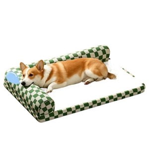 <span class=keywords><strong>Coussin</strong></span> pour <span class=keywords><strong>chien</strong></span> à motif écossais, lavable, avec tapis rafraîchissant amovible pour l'été et toutes les saisons - Product Image 1