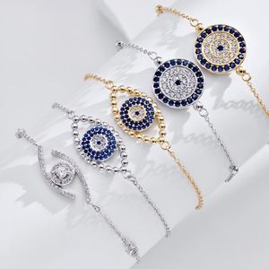 Dylam Personalized S925 Silver 18K Gold Plated Faith Sapphire Spiritual Turkish Protection Evil Pendant Eyes <b>Bangles</b> <b>Bracelets</b> - Product Image 6