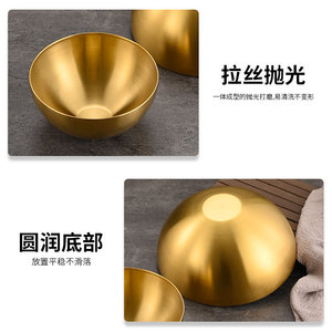 Tazón para ensalada de acero inoxidable con acabado dorado, para uso en cocinas de hoteles, grado 304, apto para alimentos, para ensalada, fideos y arroz. - Product Image 4