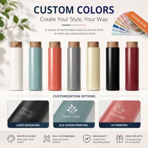 Custom Logo 400ml Vacuum Insulated Stainless Steel Water <b>Bottle</b> with Wood Grain Lid Leakproof Thermal Flask for Corporate Gift - Product Image 6