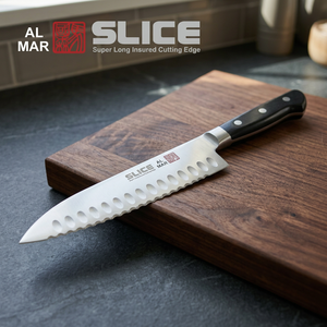Professional Stainless Steel Wave Blade Chef <b>Knife</b> with Serrated Edge Plastic Handle Dishwasher <b>Safe</b> Made in Japan 24cm - Product Image 2