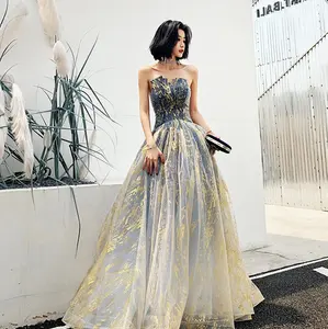 Blue Tulle Long Ball Gown Dress Quality Costume Factory Directly Selling Multi Color Plain Dyed New In 2022 Satin Dress Women