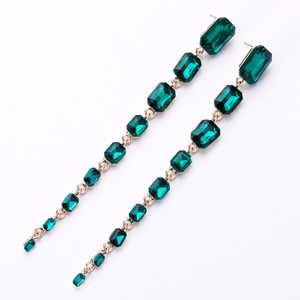 Pendientes Largos de Cristal Brillante Kaimei, Colección de Joyería para Mujer, Pendientes Largos de Cristal con Cadena - Product Image 2