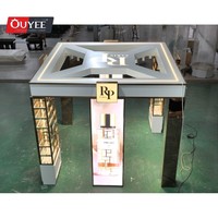 3D Shopping Mall desain kios ritel kecantikan kios kosmetik tema merah muda rak Display parfum mewah Mall kios