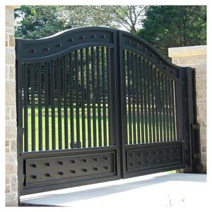 Puerta Batiente de Hierro Forjado Prima Luxury Villa, Puerta de Entrada Metálica Personalizada para Exteriores, Decorativa para Entrada de Vehículos con Diseño Moderno de Vetas de Madera - Product Image 6