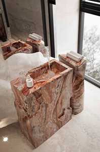 แผ่นผนังหินอ่อนสีแดงทันสมัยขัดเงา หินธรรมชาติ สำหรับเคาน์เตอร์ครัว เกาะกลางห้องครัว ห้องนั่งเล่น โฮมออฟฟิศ โรงแรม-สำหรับวิลล่า - Product Image 4