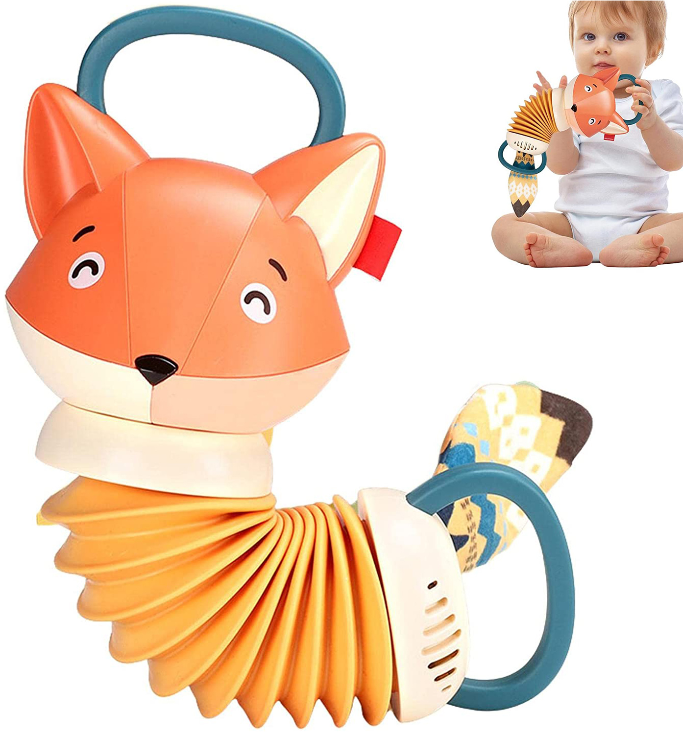 Мультяшный детский аккордеон, детские музыкальные игрушки для малышей, сенсорные лисы, игрушки для дошкольной музыки, просвещение, Детские лисы, погремушки, игрушка