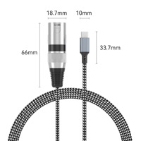 Cable USB Tipo-C a XLR Macho, Cable de Audio de 2 Metros con Doble Blindaje de Cobre Puro, Trenzado de PVC para Grabación de Micrófono