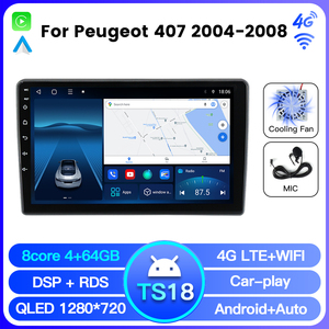 Navifly TS10 TS18 mới nhất Android 8 lõi xe màn hình TV cho Peugeot 407 2004-2008 với xe chơi Android Auto GPS - Product Image 4
