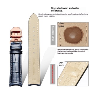 <span class=keywords><strong>Bracelet</strong></span> de <span class=keywords><strong>montre</strong></span> en <span class=keywords><strong>cuir</strong></span> véritable personnalisé OEM avec connexion incurvée, attaches rapides incurvées et extrémités incurvées en alligator - Product Image 4