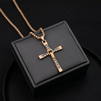 Fast & Furious 8 : Collier Croix pour Enfants 50 cm, Chaînes Multiples en Alliage de Zinc "Torre" avec Diamant Plaqué Or, Cadeau d'Anniversaire