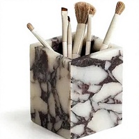 Porte-pinceaux de maquillage en marbre de luxe abordable pour l'organisation des cosmétiques et la décoration élégante de la maison