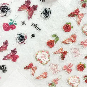 Schlussverkauf klassische Maniküre Nagelpräse Vintage-Muster 3D-Druck Blumen-Nagel-Aufkleber Kunst Großhandel Nagel-Aufkleber