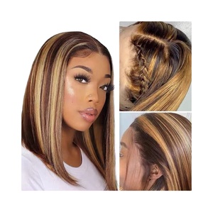 Parrucca Corta Donna Effetto Piano Color, Marrone Dorato Tinto, Bob con Mèches P4/27, 100% <span class=keywords><strong>Capelli</strong></span> Umani Vergini, Vendita Calda - Product Image 6