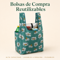 Sac de courses réutilisable avec logo imprimé personnalisé, lavable en machine, pliable, en PET recyclé, avec poignée renforcée