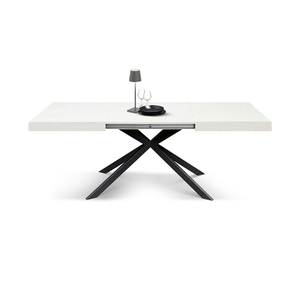 <b>Extendable</b> White Ash Dining <b>Table</b> 140x90 Black Crossed Iron <b>Legs</b> Internal Use - Product Image 1