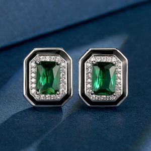 Vintage Eco-friendly Copper Gold Plated Square 6*8/5*7mm Emerald Zircon Pendant <b>Earrings</b> Ring <b>Set</b> Fashion Geometric Jewelry <b>Set</b> - Product Image 5