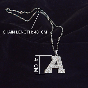 Collana di A-Z iniziale neutra gioielli in argento con perle di grandi lettere di strass Hip Hop alla moda - Product Image 5