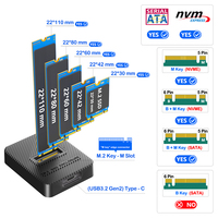 Carcasa para SSD M.2 RTL9210C USB3.2 Gen2 10Gbps NVMe y SATA, Protocolo Dual, Estación de Acoplamiento Vertical Externa de Plástico