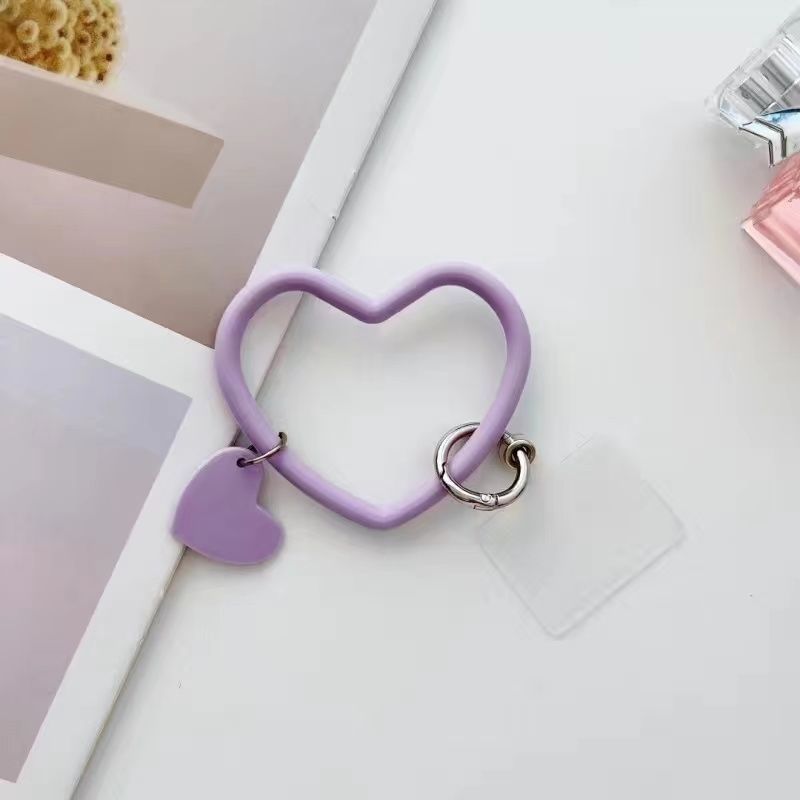 Creative Candy Color Round Ring Lightweight Silicone Wristband Cellphone Case Circular Hanging Rope Pendant Keyring with Pad Image 3