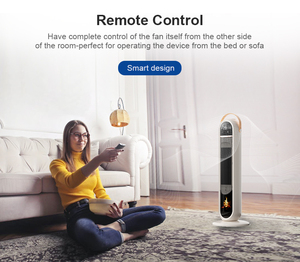 Calentador de Torre PTC de 2200W con Control Remoto, Pantalla LED de Temperatura Ambiente, Oscilación, Efecto de Llama y Temporizador - Product Image 5