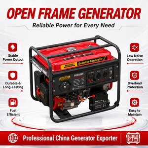 เครื่องกำเนิดไฟฟ้าเบนซิน 220V 8KW 4 จังหวะ ระบายความร้อนด้วยอากาศ / แบบโครงเปิดพกพาสะดวก / เครื่องยนต์เบนซิน / ใช้ในบ้านและไซต์งาน - Product Image 1