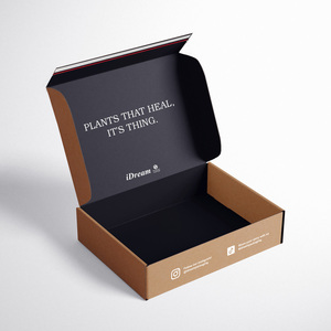Boîte d'expédition en carton avec fermeture éclair personnalisée, boîte en kraft pliable avec fermeture éclair adhésive pour produits commerciaux - Product Image 1