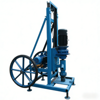 Machine de forage de puits d'eau portable, compacte, entièrement automatique, télescopique, électrique 3 kW, pour forage jusqu'à 80 m de profondeur, avec roues, pour l'irrigation agricole
