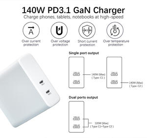 Produttore XinSPower 140W 2 tipo-C per Anker Dell <span class=keywords><strong>ASUS</strong></span> telefono portatile PD3.1 GaN Fast Wall caricabatterie adattatore di alimentazione batteria - Product Image 5