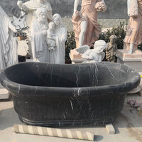 Décor de luxe Salle de bain Baignoires en marbre autoportantes Baignoire en pierre naturelle de style occidental sculptée à la main