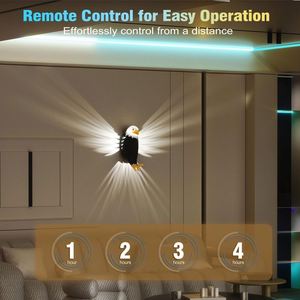High Quality Magnetic Eagle LED Night Light Rechargeable Wall <b>Lamp</b> <b>with</b> Remote Control <b>Timer</b> Decorative Bedroom Night <b>Lamp</b> - Product Image 3
