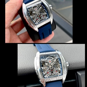 MEGIR Luxury <b>Automatic</b> Watch Men Fashion Sport Analog Waterproof Wristwatch with Green Silicone Strap Tonneau Dial - Product Image 3