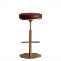 Tabouret de bar moderne, chaise pivotante réglable en hauteur en cuir avec cadre en acier inoxydable, pour cuisine, hôtel, café et usage domestique