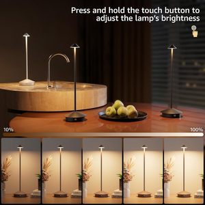 Nordic Luxury <b>Touch</b> Lamp Rechargeable Cordless Table Lamp for Bedroom Restaurant Romantic <b>Touch</b> LED Desk Lamp - Product Image 5