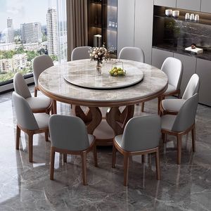 Elegante <span class=keywords><strong>Mesa</strong></span> <span class=keywords><strong>de</strong></span> Comedor <span class=keywords><strong>Redonda</strong></span> <span class=keywords><strong>de</strong></span> Madera Maciza <span class=keywords><strong>Extensible</strong></span> con Sillas Tapizadas para Oficina, Salón o Comedor - Product Image 2