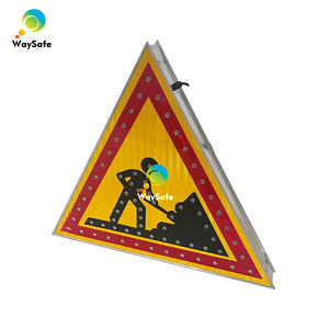 70x70cm Temporary Road Construction <strong>Sign</strong> / Emergency Solar Traffic <strong>Warning</strong> <strong>Triangle</strong> <strong>Sign</strong> Board - Product Image 4
