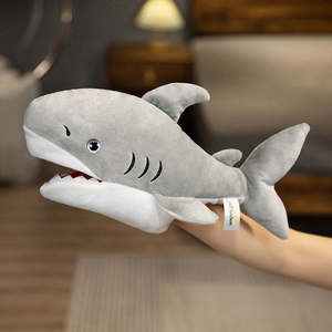 Marioneta de Mano de Peluche de Tiburón Personalizada, Juguete de Peluche Suave, Muñeco de Criatura Marina, Regalo para Niños, Fabricante OEM ODM, Proveedor Mayorista - Product Image 1