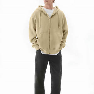 Sweat à capuche oversize pour homme avec fermeture éclair et logo personnalisé imprimé sur le devant, coupe ample, coupe-vent pour l'hiver - Product Image 3
