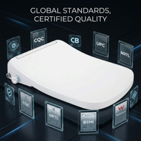 Siège de toilette intelligent carré avec bidet intégré, couvercle électronique moderne, lavage féminin postérieur, séchage à air chaud, certifié CE, OEM, pour salle de bain