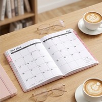 Agenda Académica Personalizada con Tapa Dura Rosa, Planificador Semanal y Mensual con Pestañas para la Escuela, Julio 2026 - Junio 2027