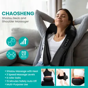 Electric Shiatsu Kneading Heated Neck Shoulder And Back Massager Belt Shawl With Car Charger