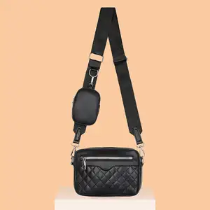 Sang Trọng Mềm Da Bông Nhỏ Vai Túi Thiết Lập Đồng Xu Ví Ví Rộng Mênh Vuông Thiết Kế Crossbody Túi Cho Phụ Nữ