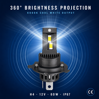 Kaidengzhe H4 12V 60W LED-Birne Ultra Weiß 6000K IP67 Wasserdicht Plug-and-Play Hohe Qualität 1 Jahr Garantie Neu OEM Direkt