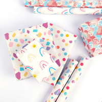 Papier d'emballage recyclable de luxe haut de gamme pour anniversaire, imprimé sur mesure avec motifs floraux et chocolat, pour emballage cadeau
