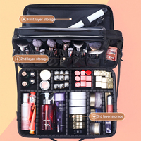 Sacs de maquillage de voyage portables et imperméables avec fermeture éclair, motif lettres, miroir de maquillage LED et kit d'organisation pour styliste