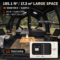 Tente gonflable Coody 17.2 Familia Pro Air - Noire, installation rapide, protection solaire extérieure, portable, pour le camping et les voyages