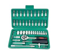 Outils de réparation de pneus 46 pièces - Clé fine noire 24T en acier à haute teneur en carbone galvanisé, robuste pour approvisionnement en gros